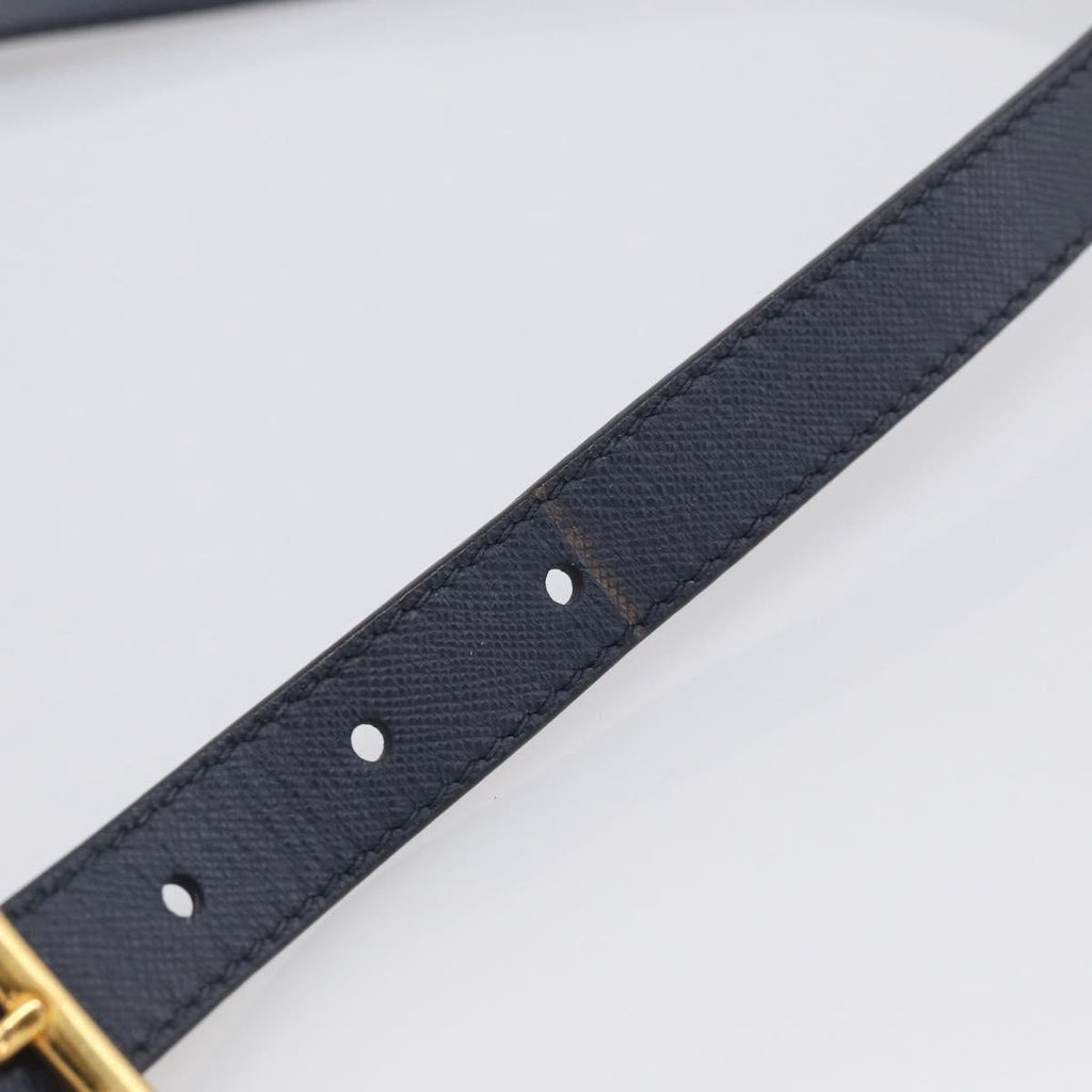 PRADA Shoulder Bag Nylon Navy Gold Auth 213147A