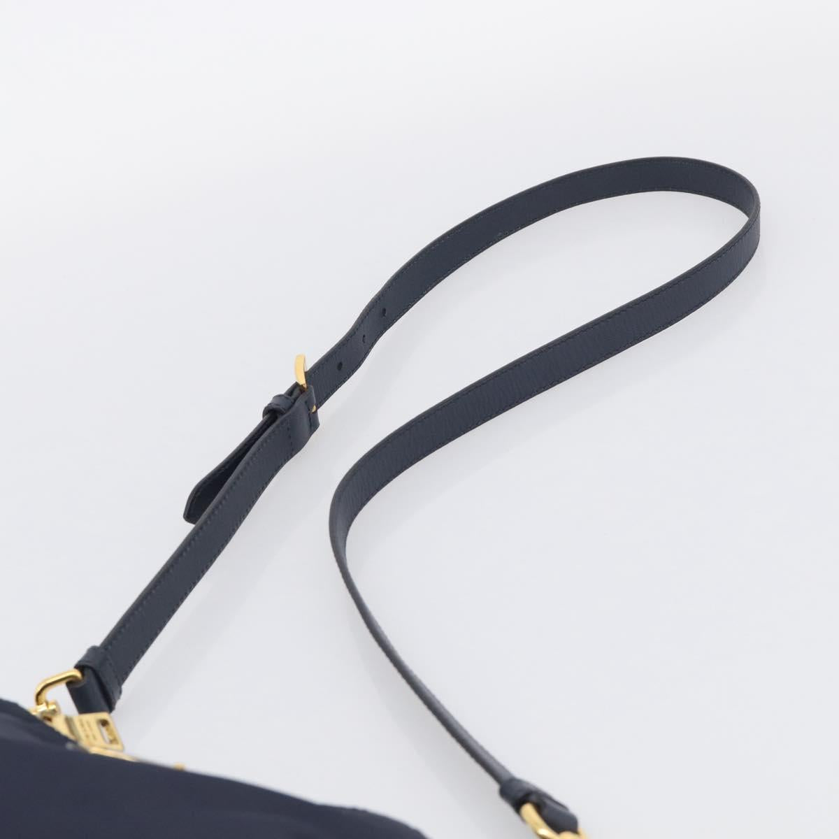 PRADA Shoulder Bag Nylon Navy Gold Auth 213147A