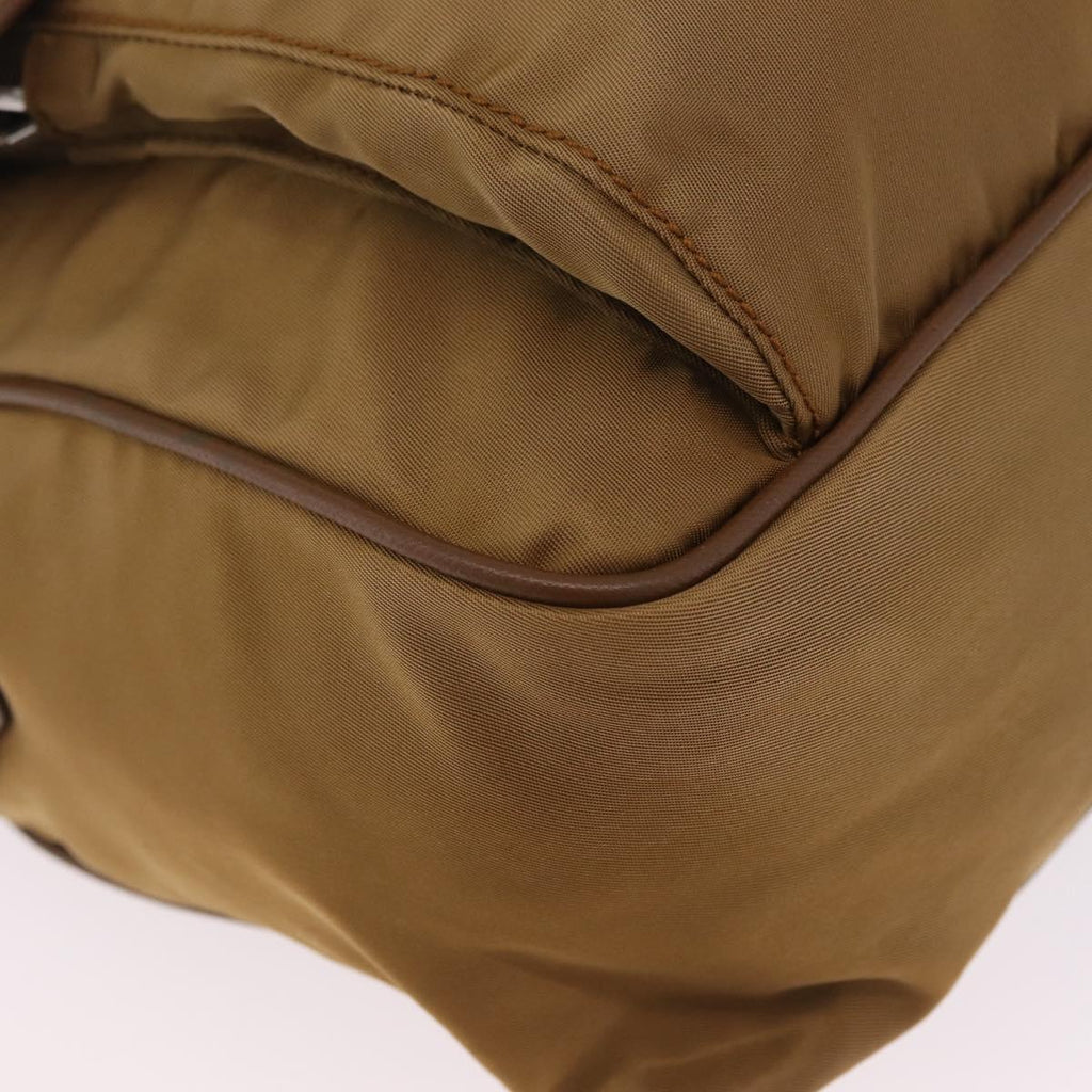 PRADA Shoulder Bag Nylon Brown Silver Auth 213150A