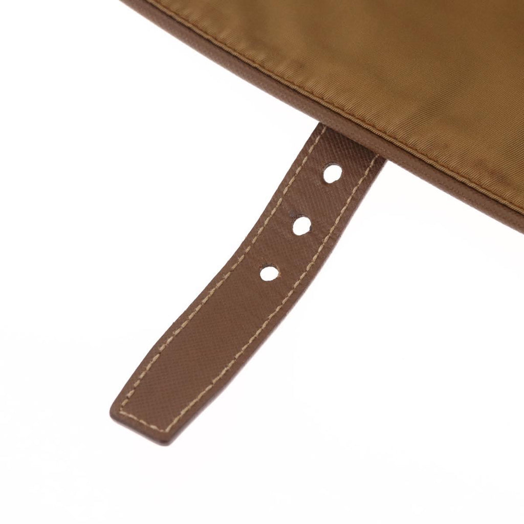 PRADA Shoulder Bag Nylon Brown Silver Auth 213150A