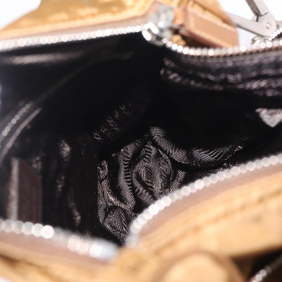 PRADA Shoulder Bag Nylon Brown Silver Auth 213150A