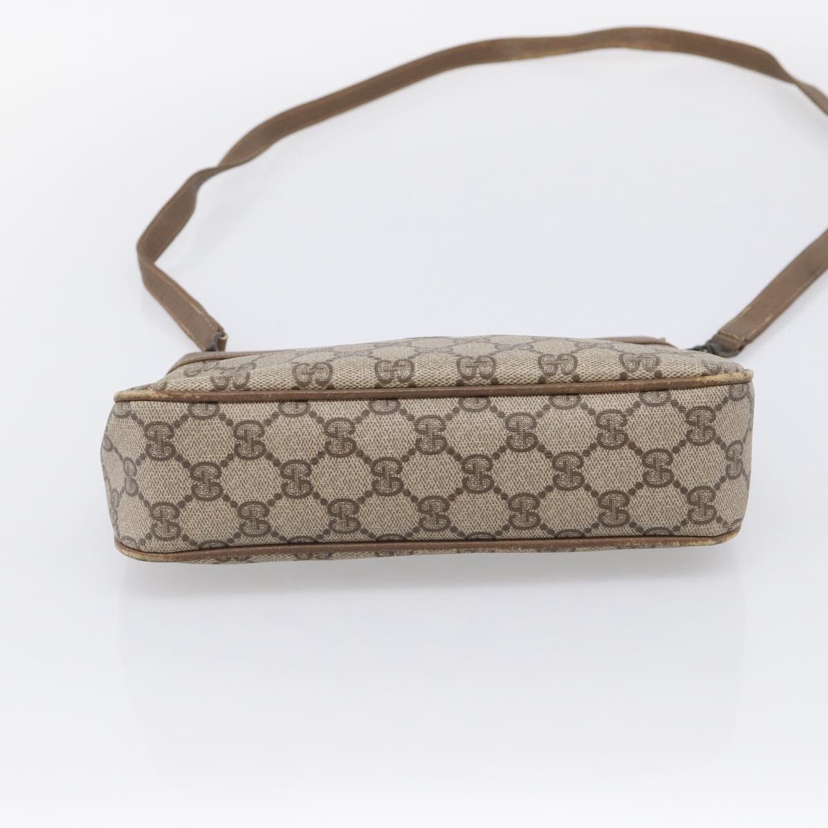 GUCCI GG Supreme Shoulder Bag PVC Beige Auth 213165