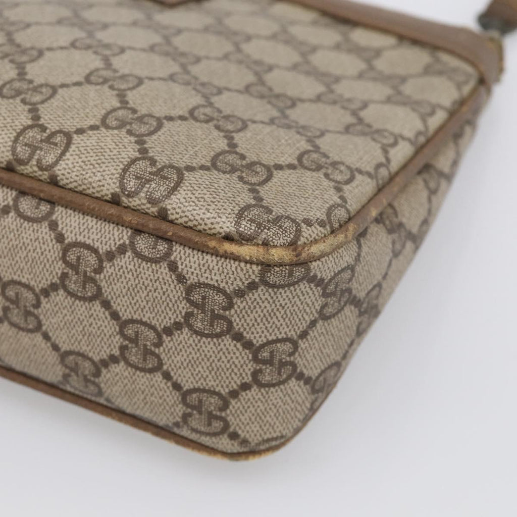 GUCCI GG Supreme Shoulder Bag PVC Beige Auth 213165