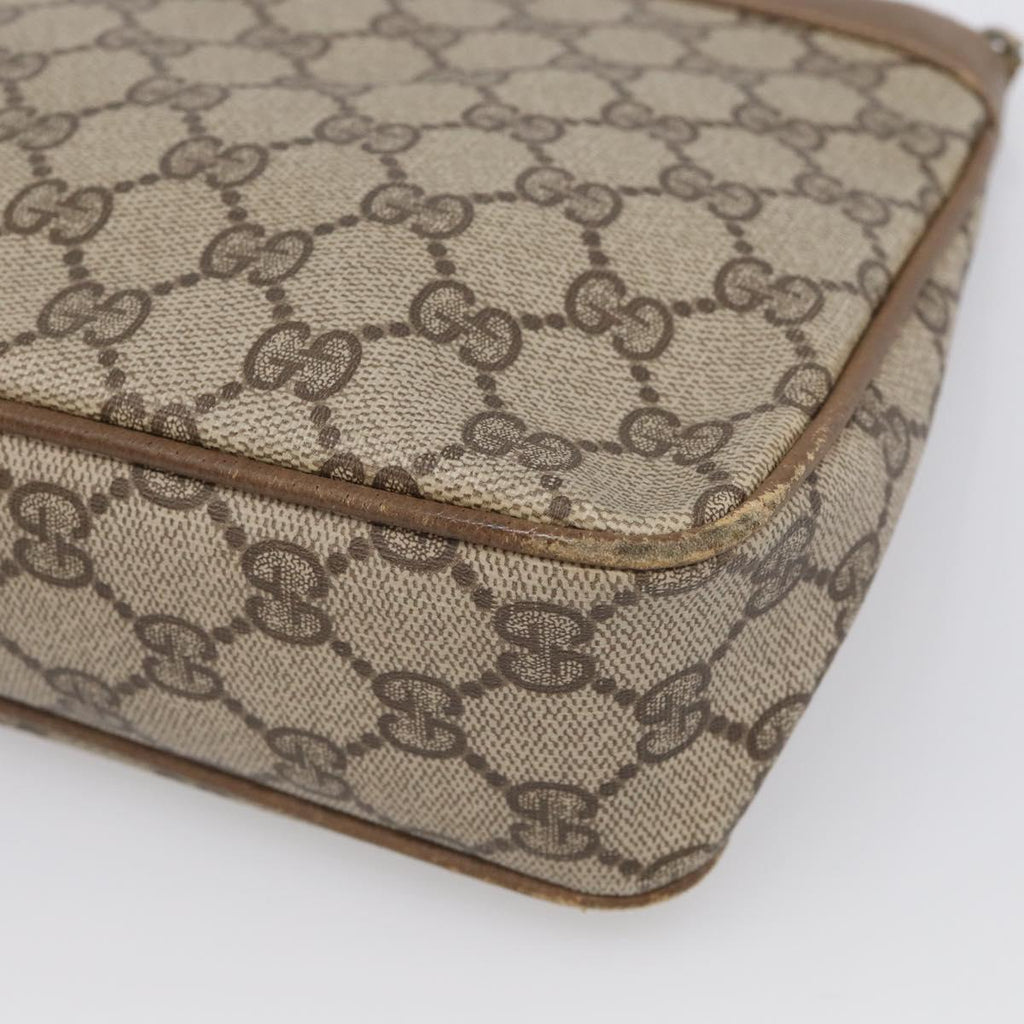 GUCCI GG Supreme Shoulder Bag PVC Beige Auth 213165