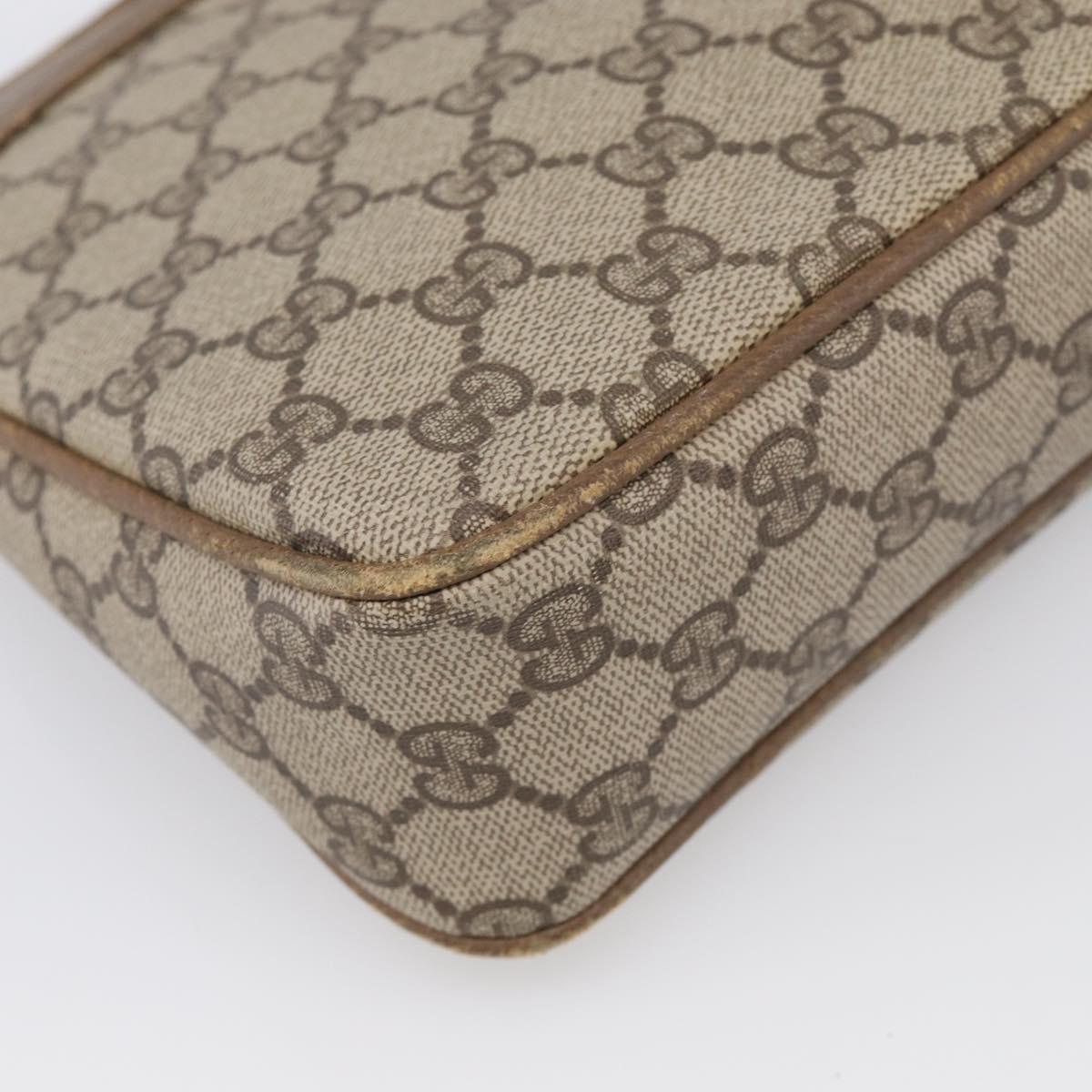 GUCCI GG Supreme Shoulder Bag PVC Beige Auth 213165