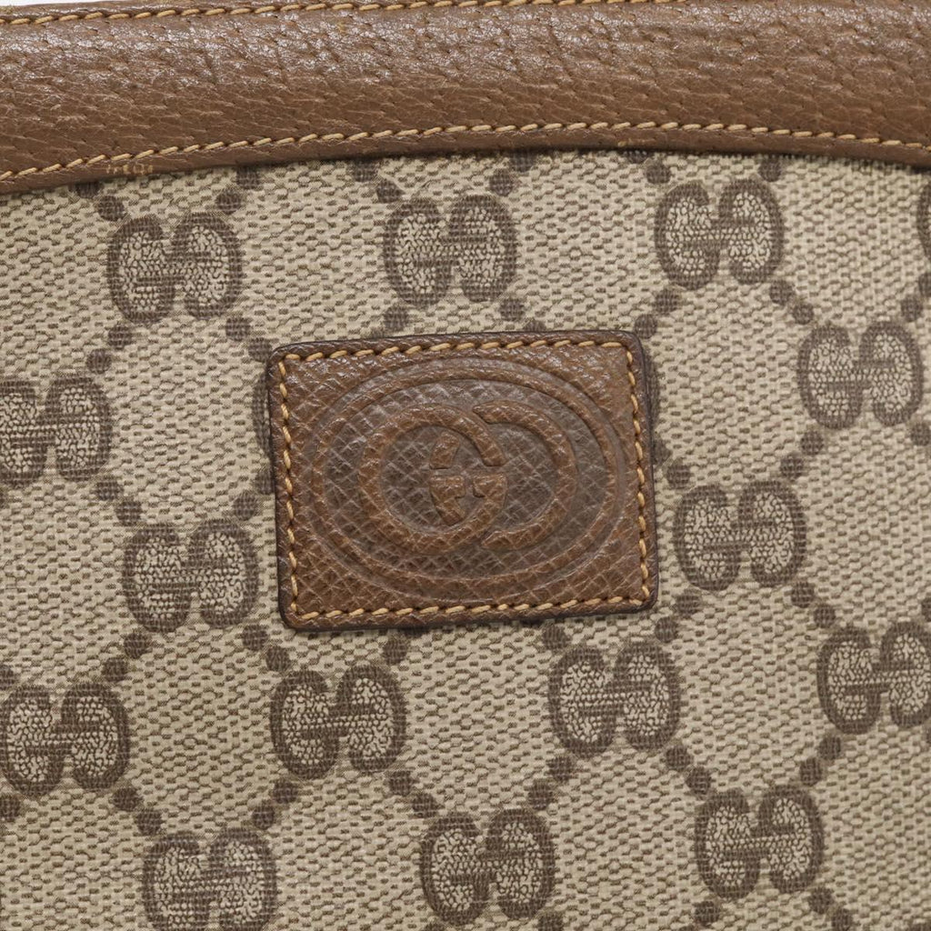 GUCCI GG Supreme Shoulder Bag PVC Beige Auth 213165