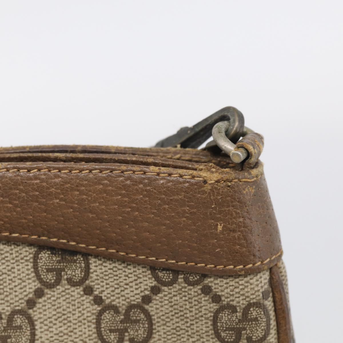 GUCCI GG Supreme Shoulder Bag PVC Beige Auth 213165