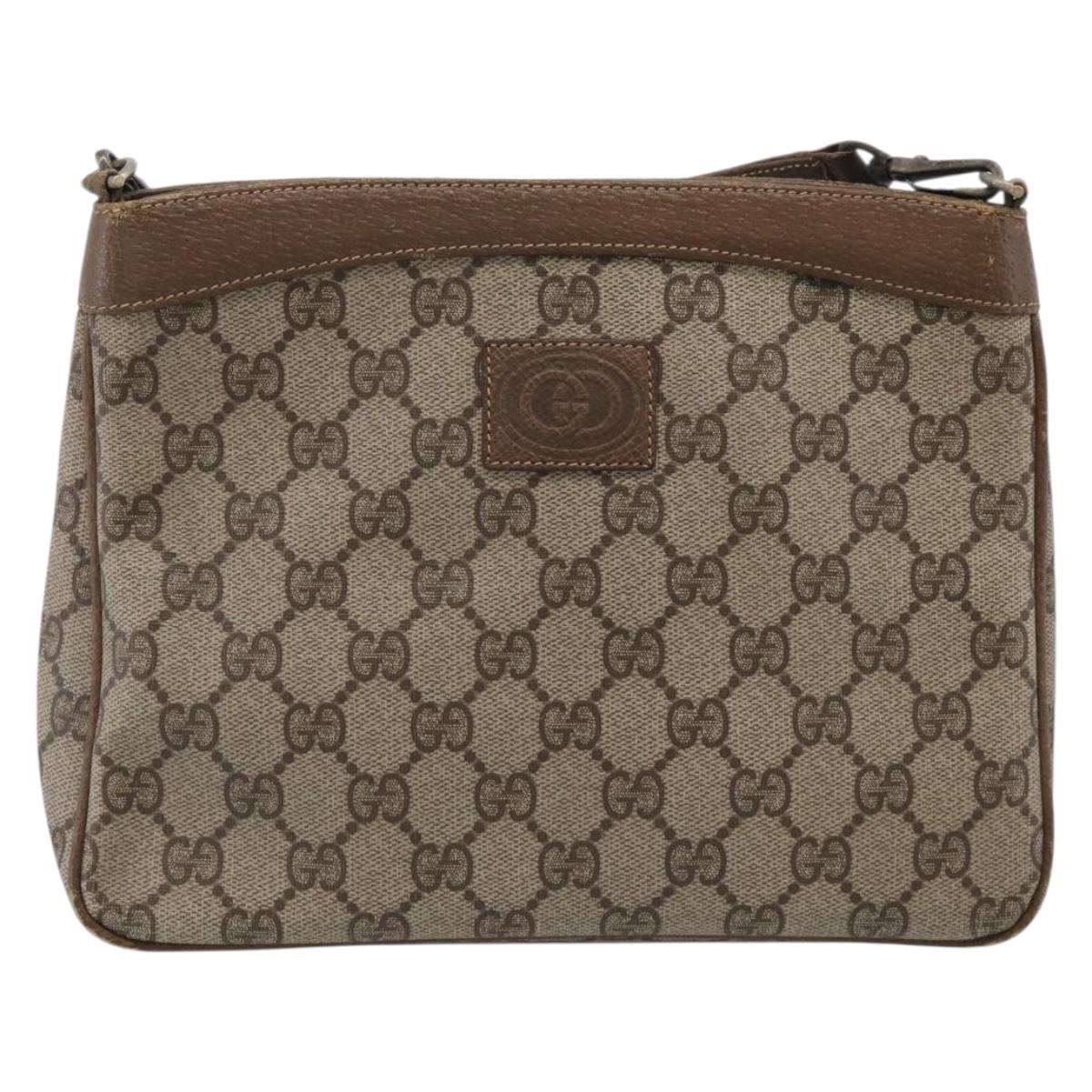 GUCCI GG Supreme Shoulder Bag PVC Beige Auth 213165