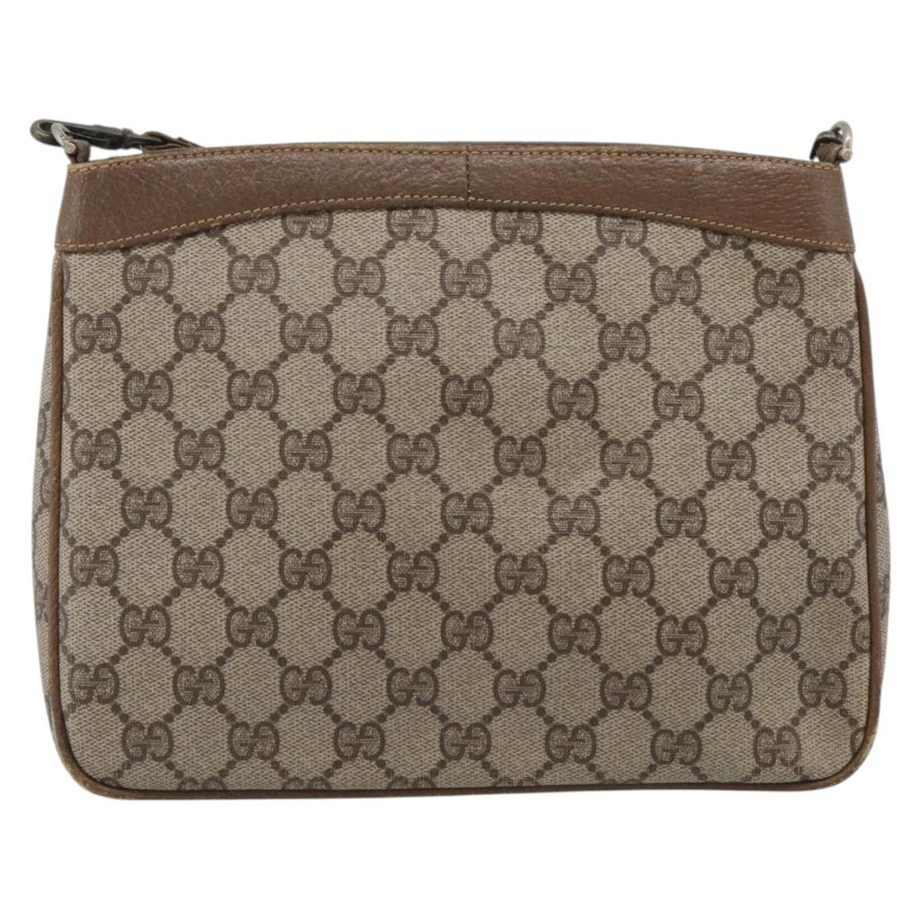 GUCCI GG Supreme Shoulder Bag PVC Beige Auth 213165