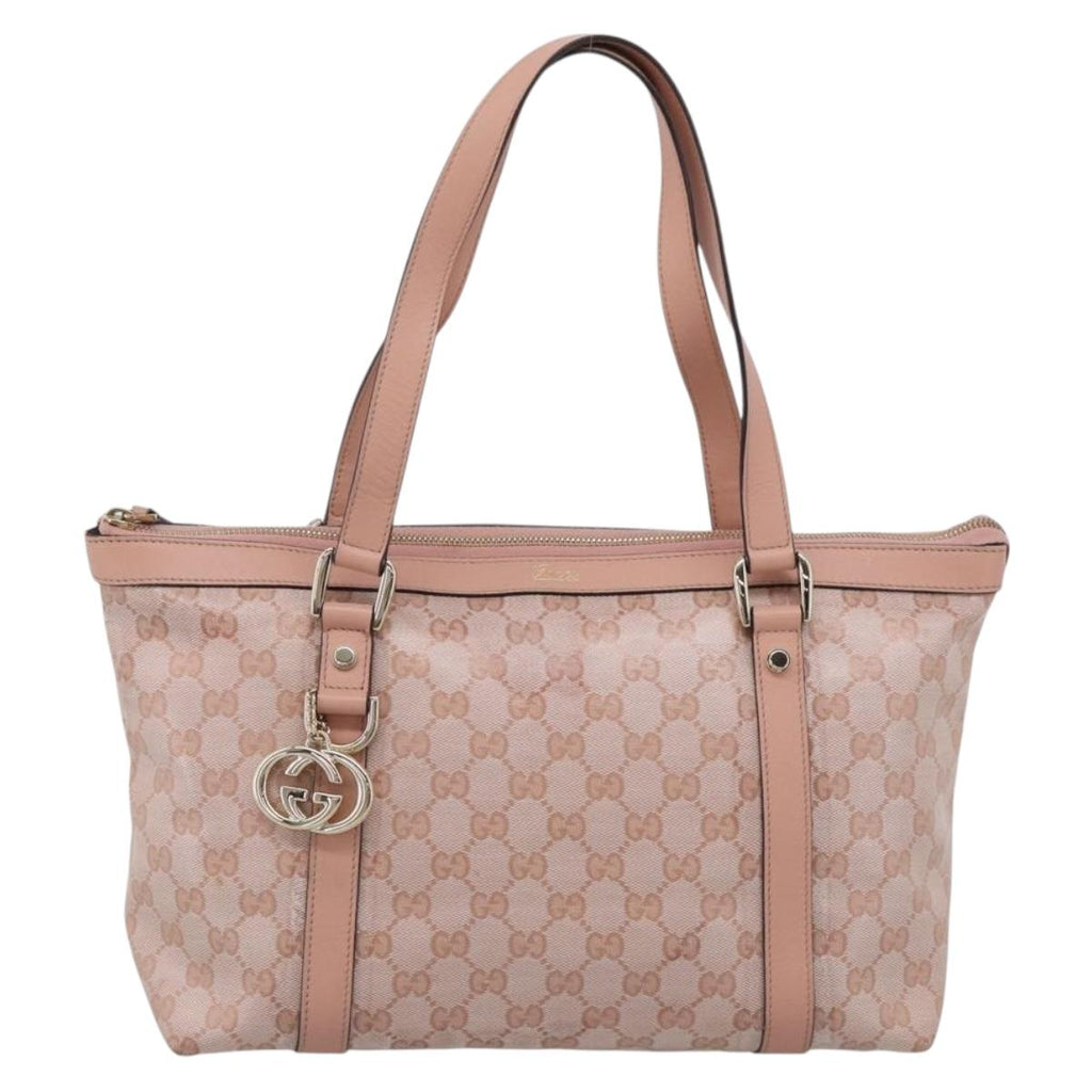 GUCCI GG Crystal Tote Bag Coated Canvas Pink Gold 141470 Auth 213177V