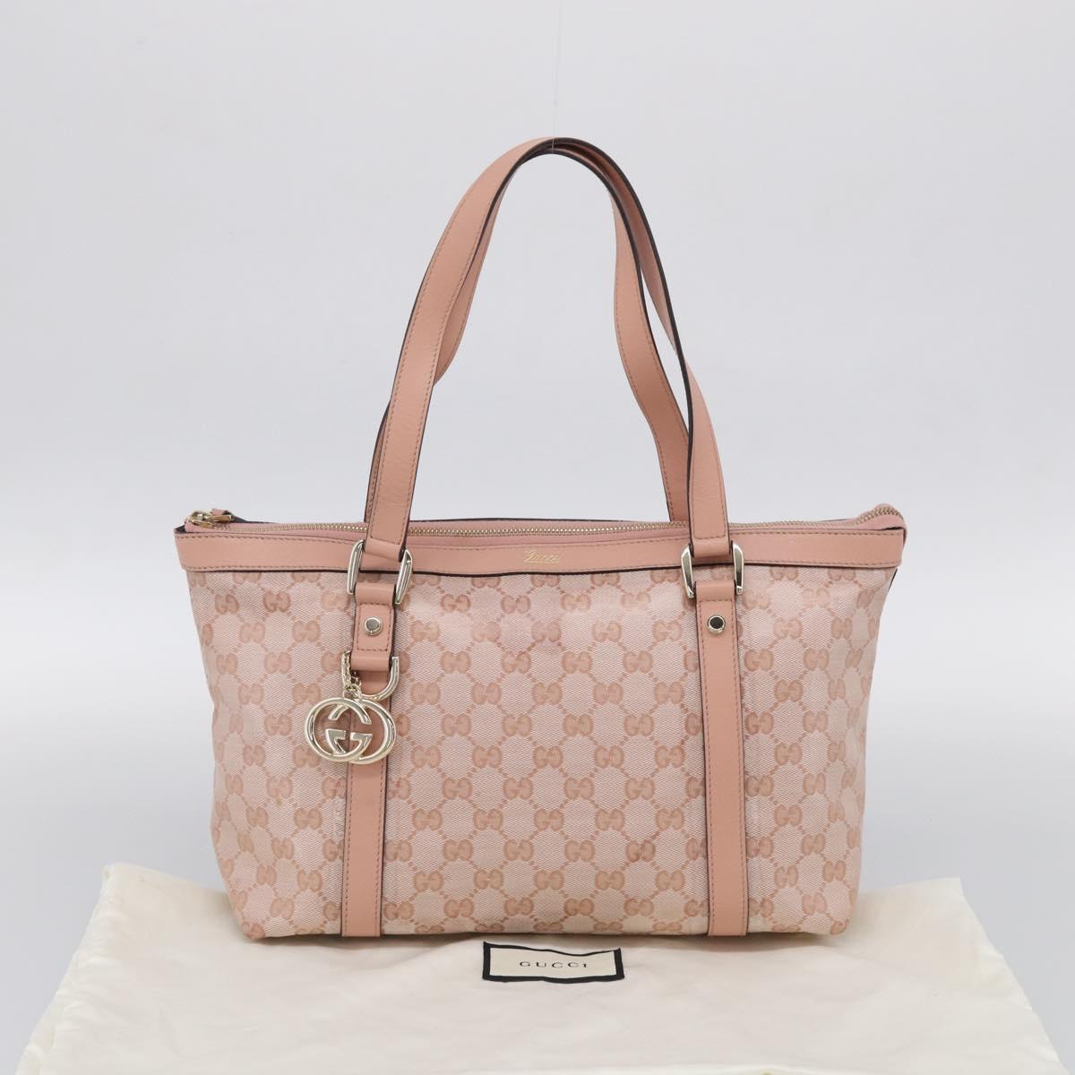GUCCI GG Crystal Tote Bag Coated Canvas Pink Gold 141470 Auth 213177V