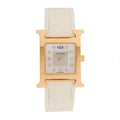 Stainless Steel Alligator Diamond Mother of Pearl 21mm Heure H Hour Quartz Watch Blanc