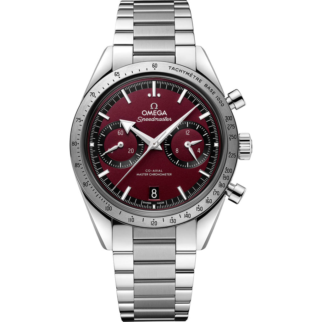 Omega Speedmaster 57 Coaxial Chronometer Chronograph Red Dial 40.5mm on Bracelet 332.10.41.51.11.001