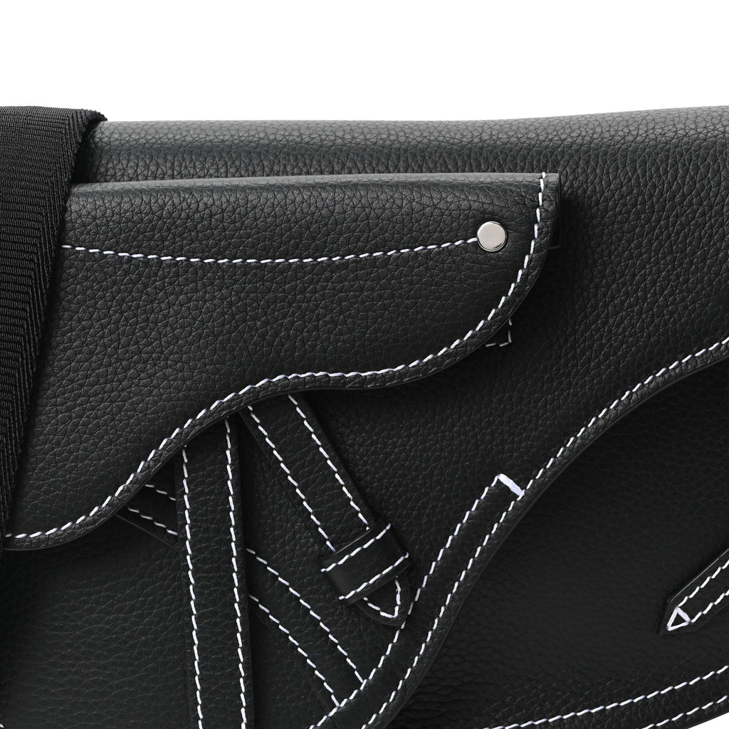 X KAWS Grained Calfskin Saddle Pouch Black