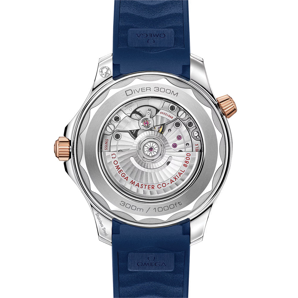Seamaster Diver 300M Steel and Sedna™ Gold 42mm - Blue on Rubber Strap