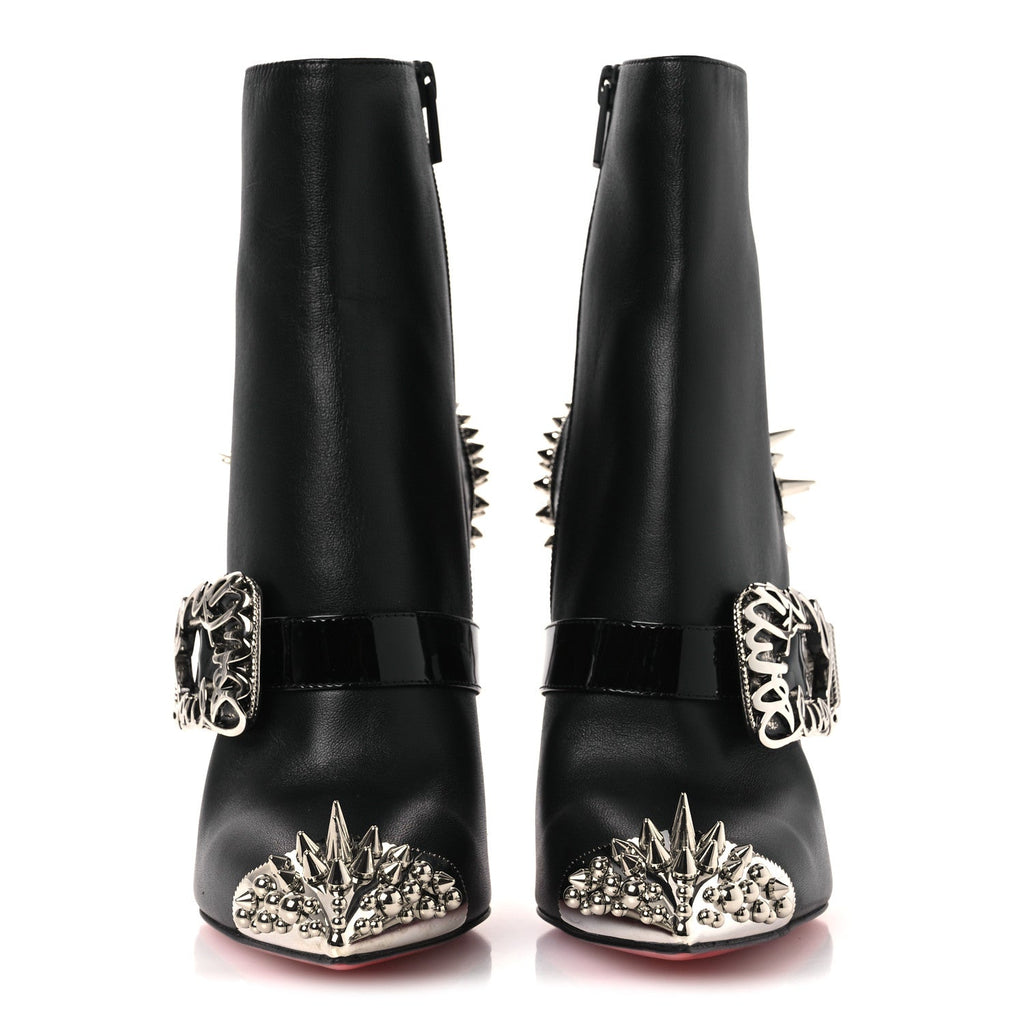 Calfskin Spiked Womenphis Pic Booty 100 Ankle Boots 38.5 Black