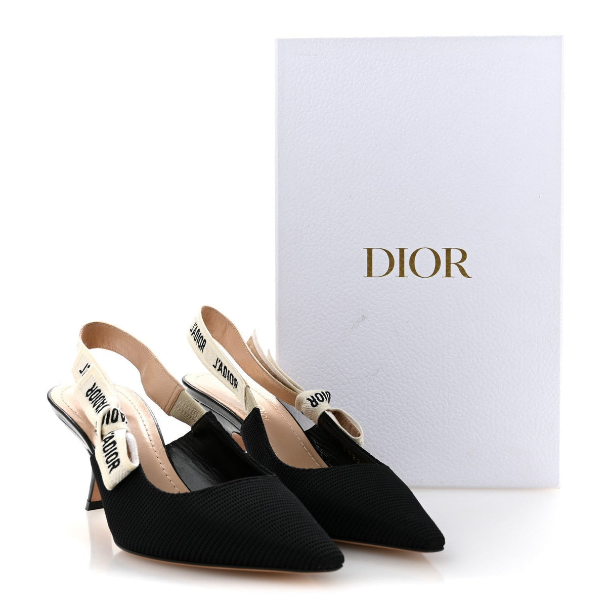 Technical Canvas Ribbon J Adior Slingback 65mm Pumps 37.5 Black
