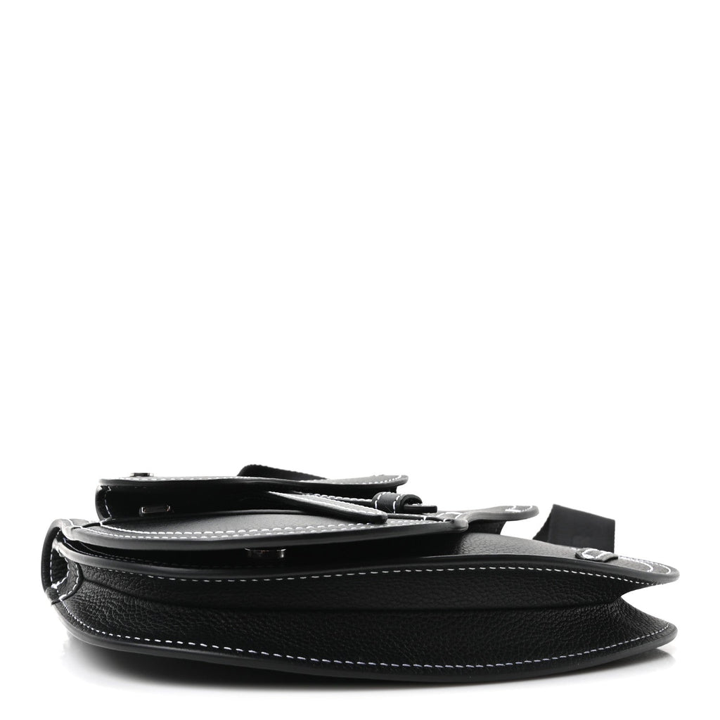 X KAWS Grained Calfskin Saddle Pouch Black