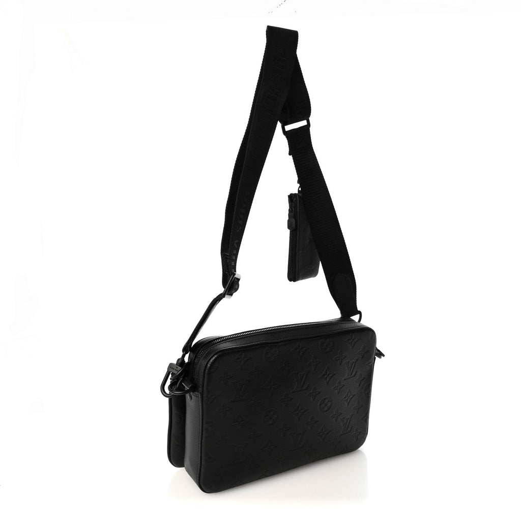 Calfskin Monogram Shadow Trio Messenger Black
