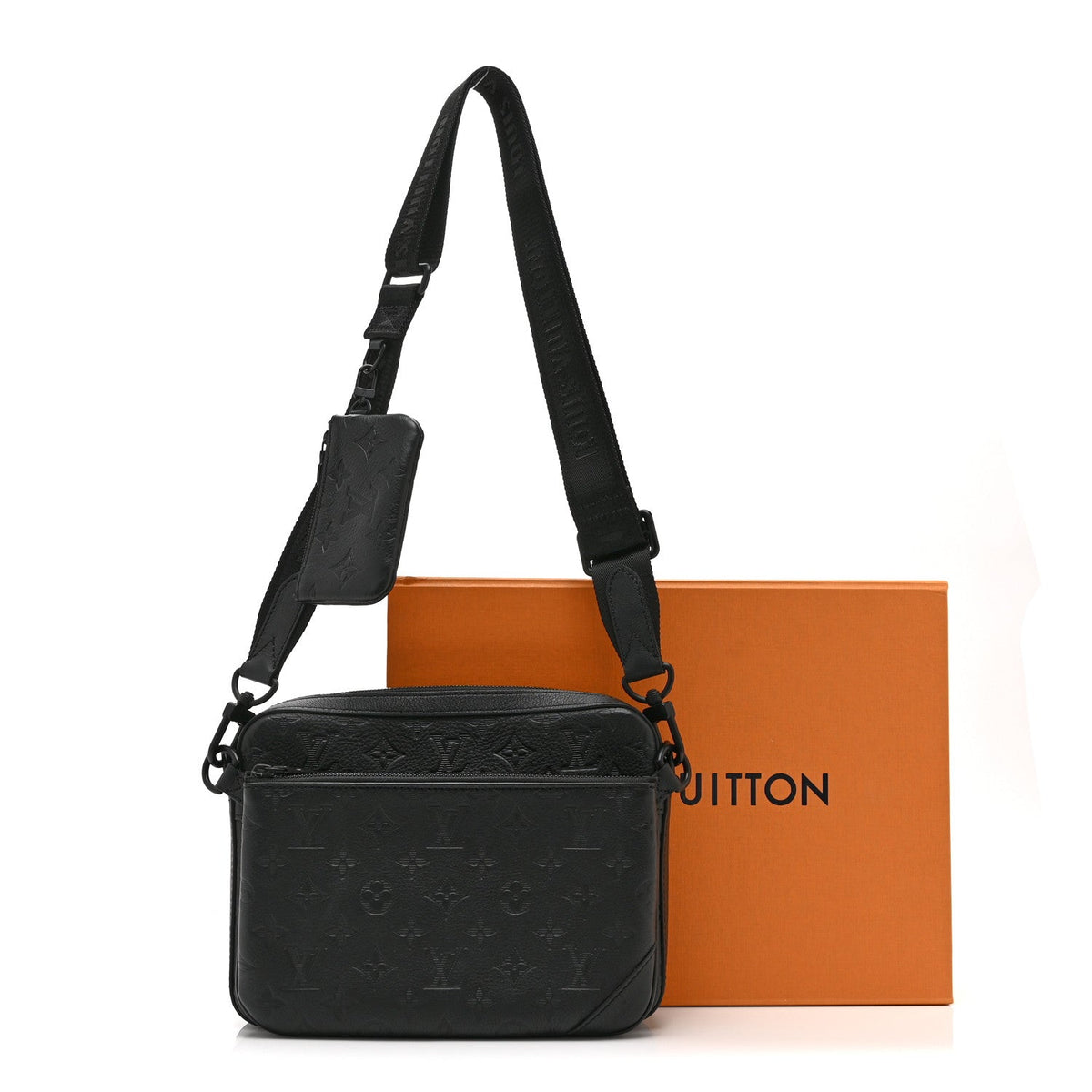 Calfskin Monogram Shadow Trio Messenger Black