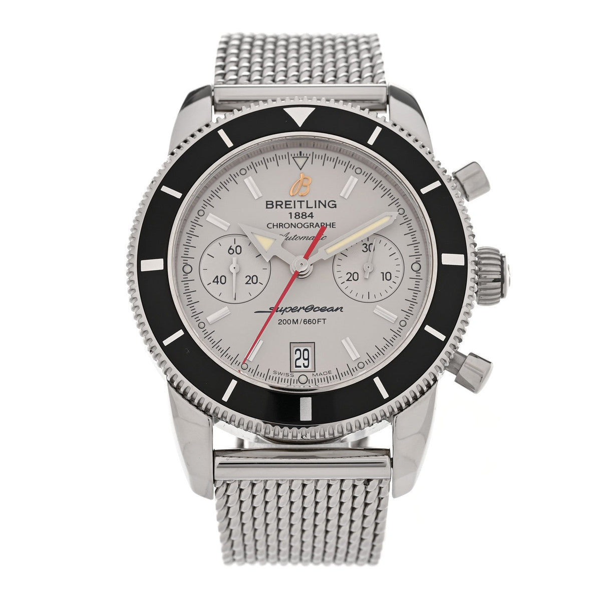 Stainless Steel 44mm Superocean Heritage Automatic Watch White A23370