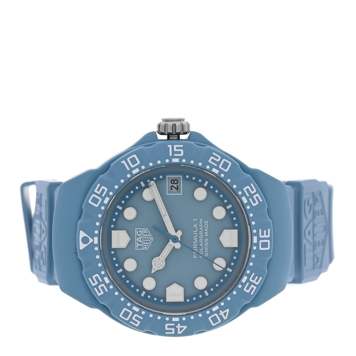 Polylight Stainless Steel Rubber 38mm Formula 1 Solargraph Quartz Watch Light Blue WBY1163