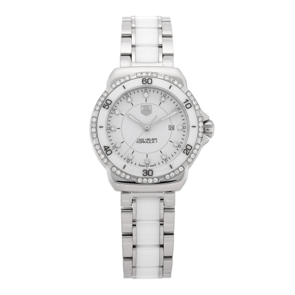 Stainless Steel Ceramic Diamond 32mm Formula 1 Quartz Watch White WAH1313