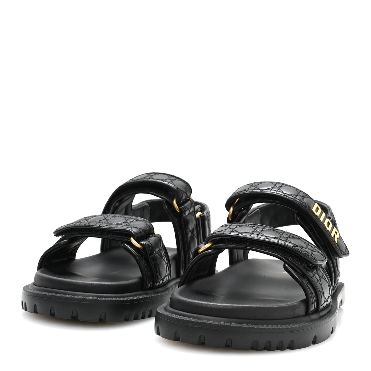 Calfskin Cannage Dioract 10mm Sandals 36 Black