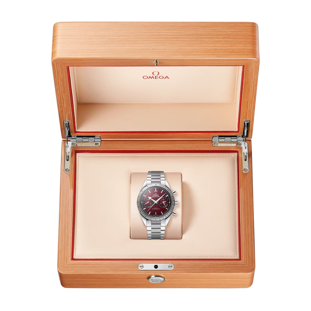 Omega Speedmaster 57 Coaxial Chronometer Chronograph Red Dial 40.5mm on Bracelet 332.10.41.51.11.001