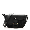 Oblique Jacquard Grained Calfskin Mini Saddle Messenger Bag With Flap Black