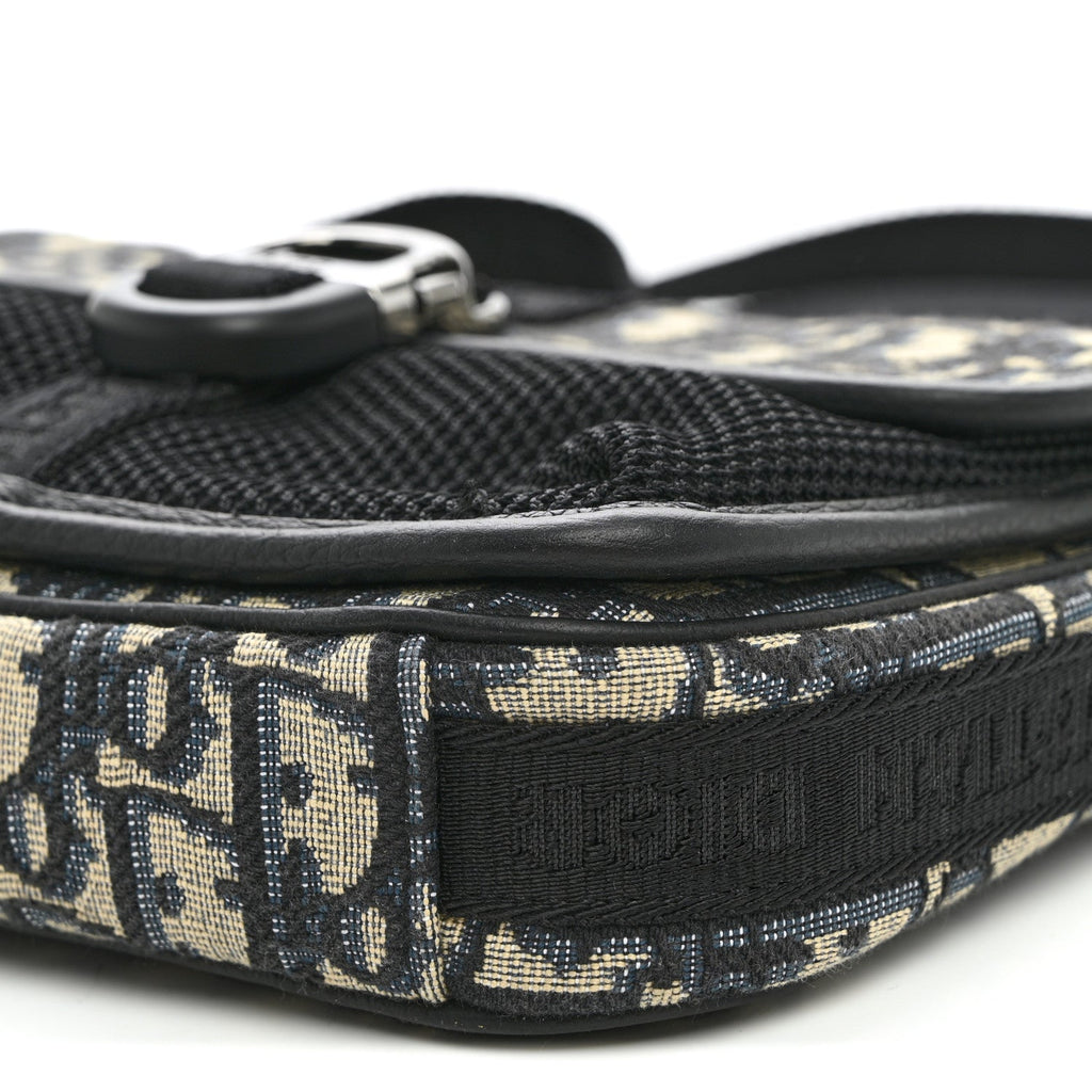 Oblique Jacquard Dior 8 Pouch With Strap Blue Black