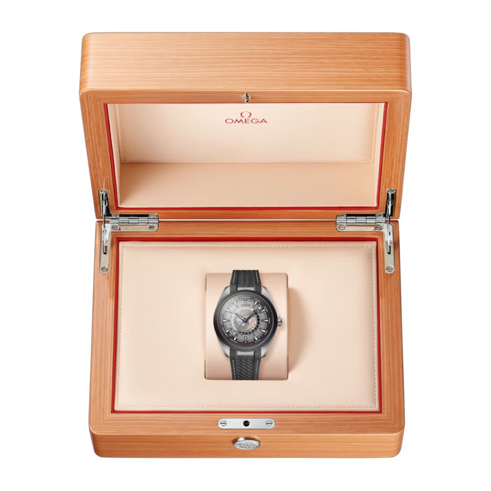 Omega 220.92.43.22.99.001 Seamaster Aqua Terra 150M Worldtimer 43mm Black Titanium Ceramic on Strap