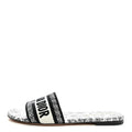 Canvas Embroidered Paris Dway Mules Slide Sandals 37 White Black