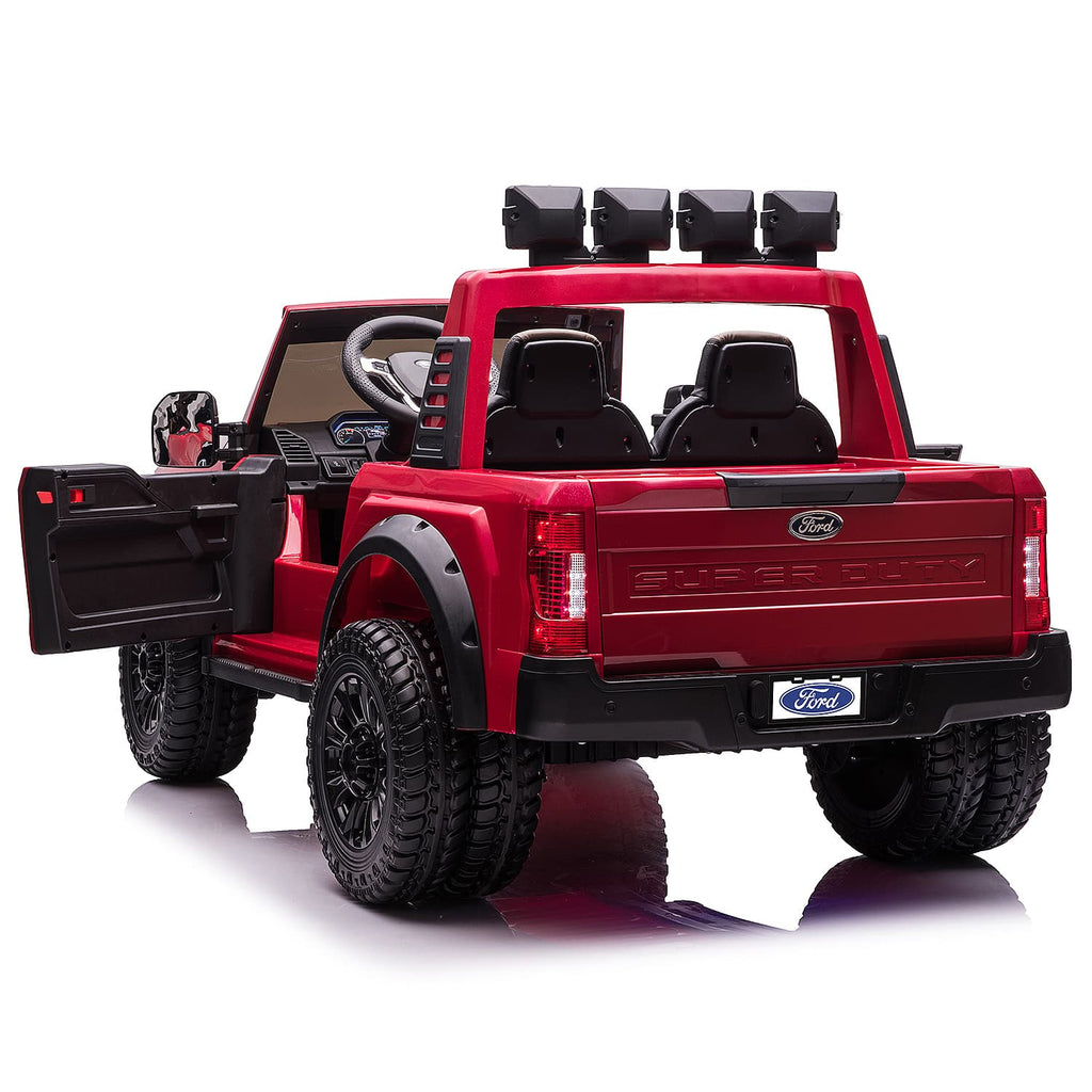 Ford F450 Custom Edition 24V Kids Ride-On Car Truck with R/C Parental Remote | Cherry Red