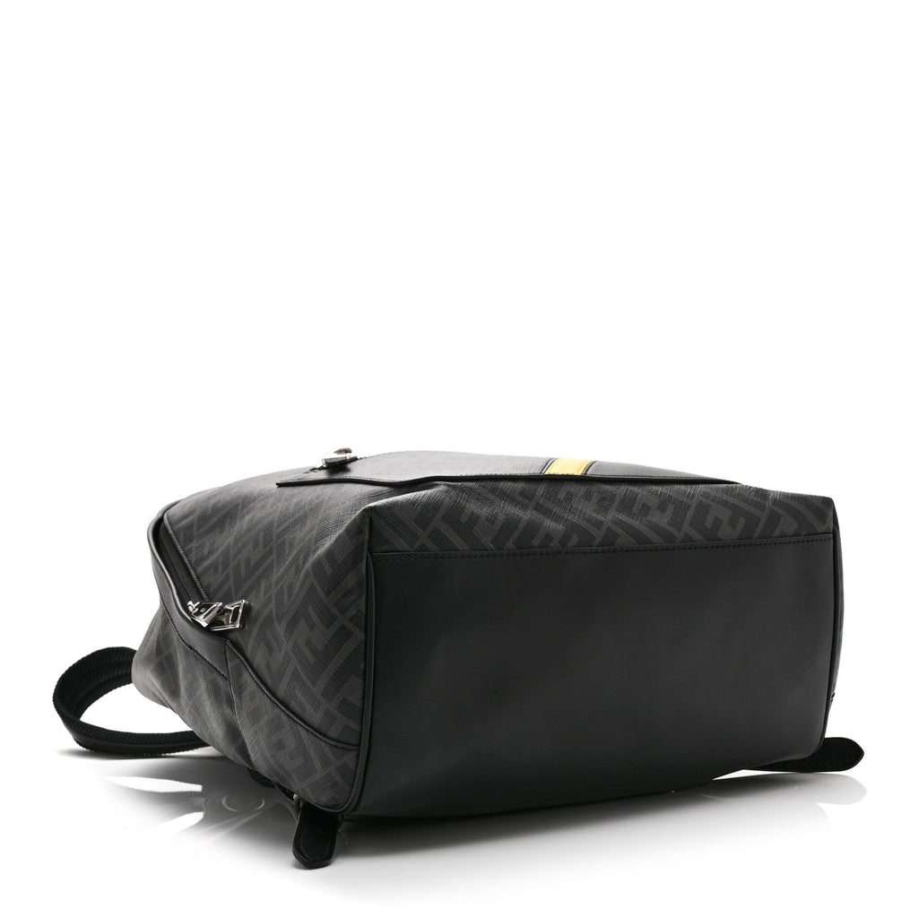 Glazed Fabric Vitello King FF 1974 Diagonal Medium Chiodo Backpack  Black Sunflower