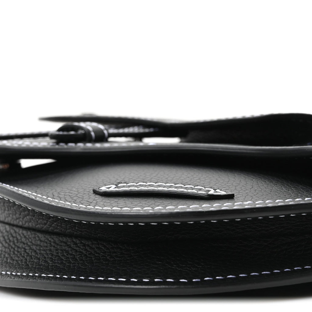 X KAWS Grained Calfskin Saddle Pouch Black