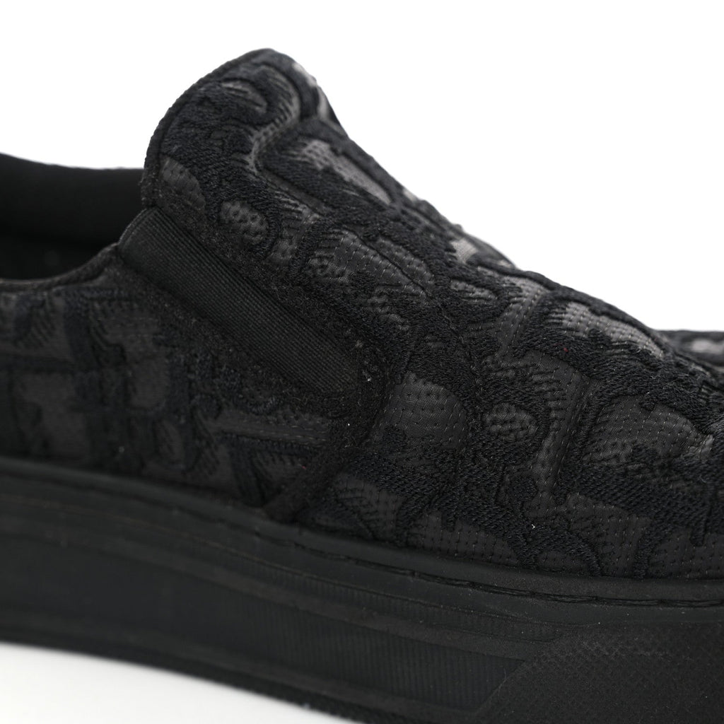 Shiny Technical Fabric Oblique Embroidered Womens Solar Slip On Sneakers 37.5 Black
