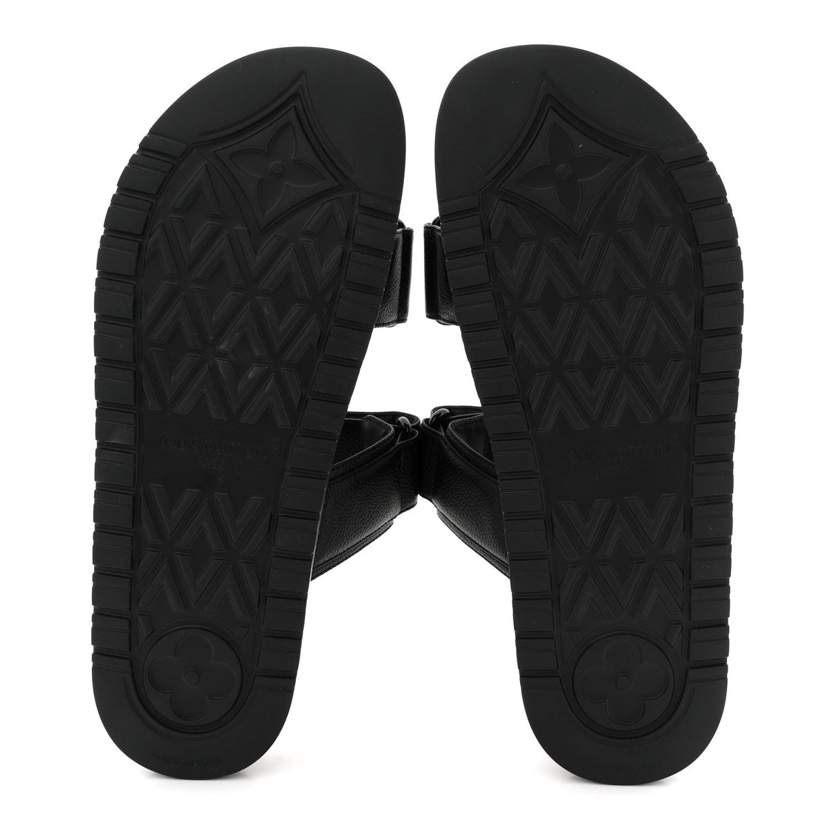 Grained Calfskin Sunset Comfort Flat Sandals 41 Black