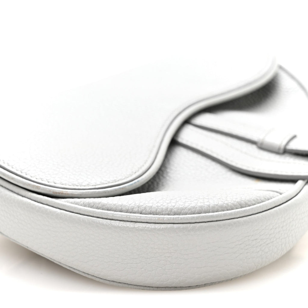 Grained Calfskin Mens Mini Saddle Bag Gray