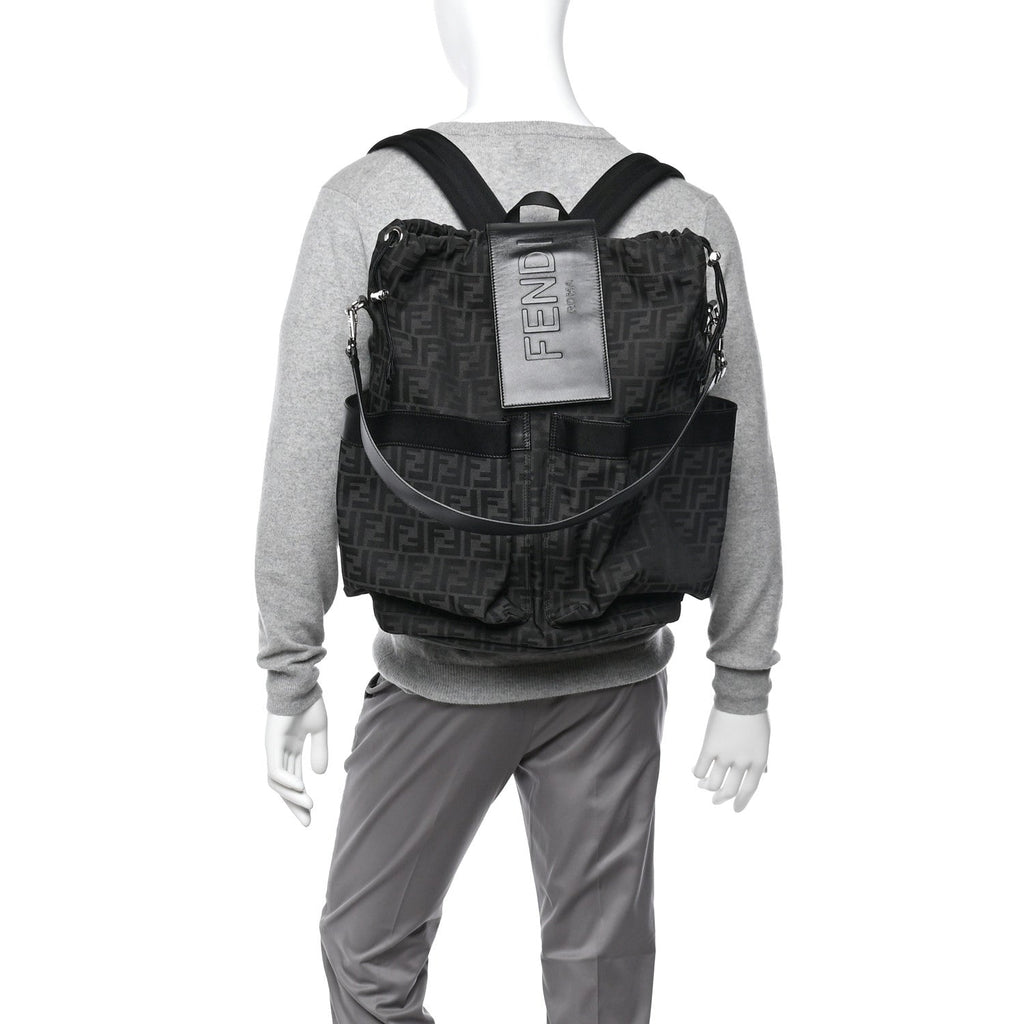 Recycled Fabric Jacquard Vitello Grace FF 1974 Large Fendi Strike Backpack Asfalto
