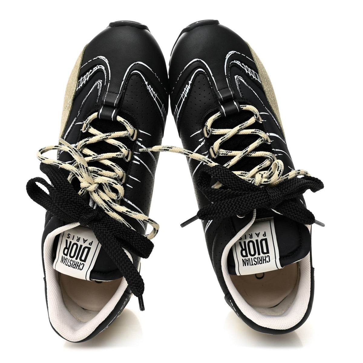 Calfskin Nylon Womens D-Sketch Sneakers 39 Black