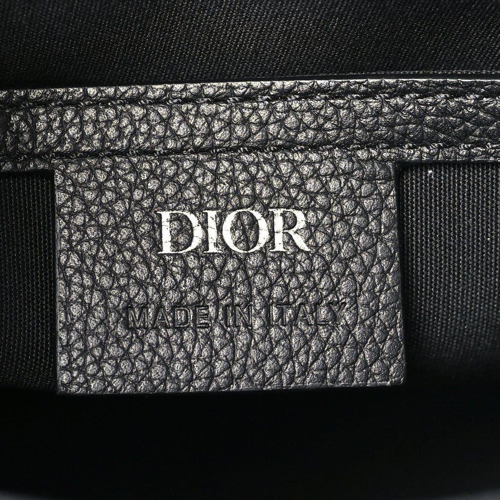 Oblique Jacquard Grained Calfskin Mini Saddle Messenger Bag With Flap Black
