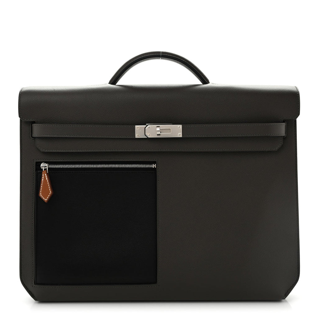 Evercolor Evergrain Barenia Kelly Depeches 36 Briefcase Vert De Gris Black Fauve