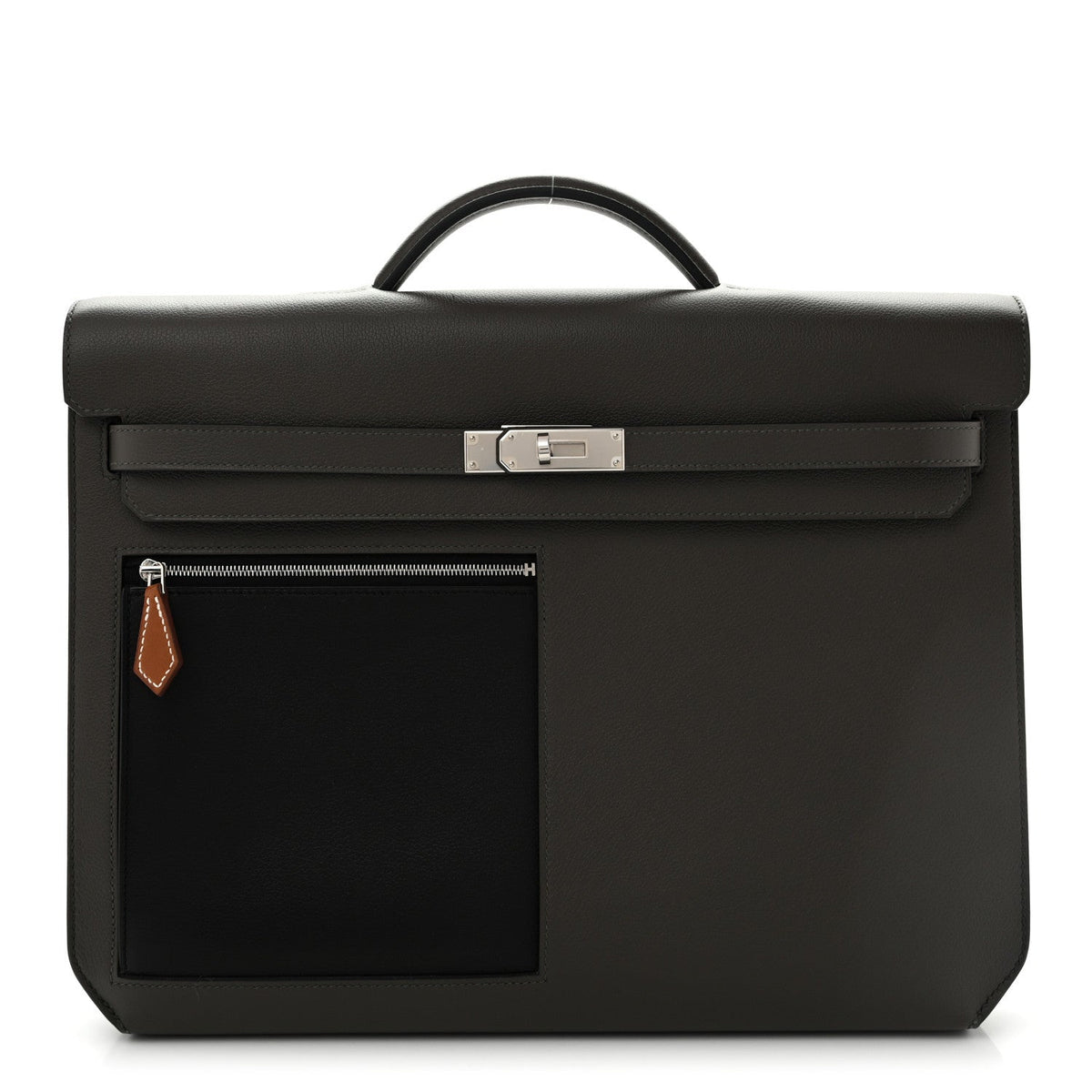 Evercolor Evergrain Barenia Kelly Depeches 36 Briefcase Vert De Gris Black Fauve
