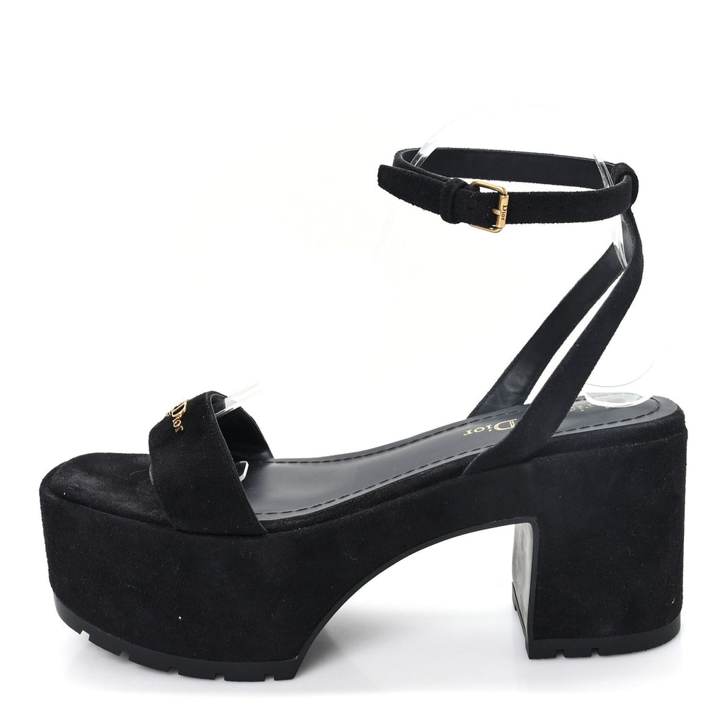 Calfskin Suede Dway Platform Sandals 37 Black