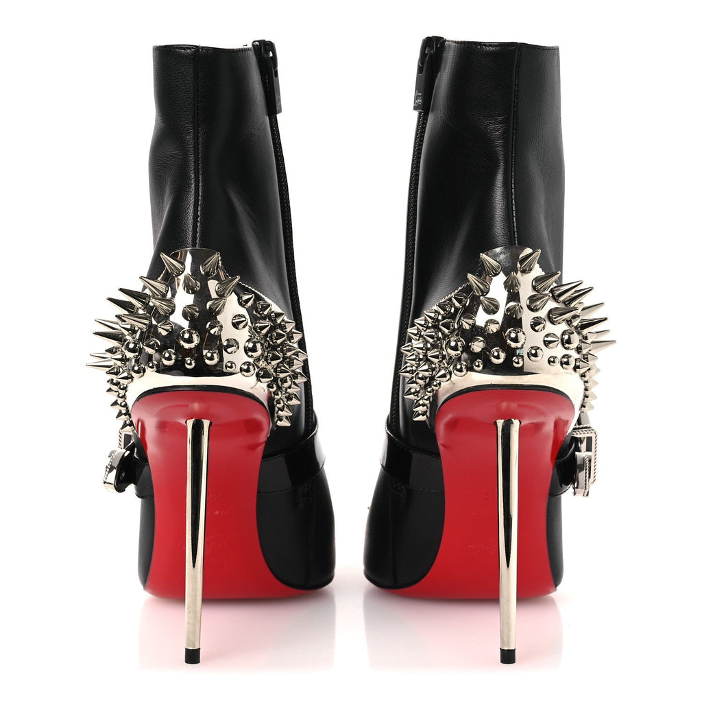 Calfskin Spiked Womenphis Pic Booty 100 Ankle Boots 38.5 Black