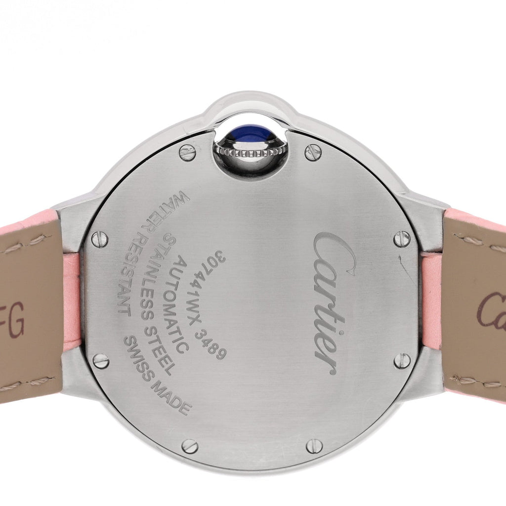 Stainless Steel Alligator 33mm Ballon Bleu De Cartier Automatic Watch Pink