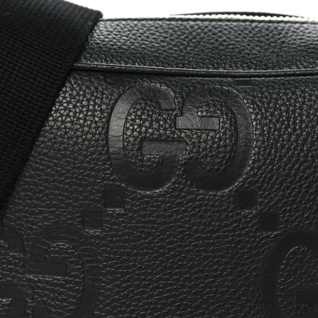 Piuma Calfskin Jumbo GG Embossed Messenger Bag Black