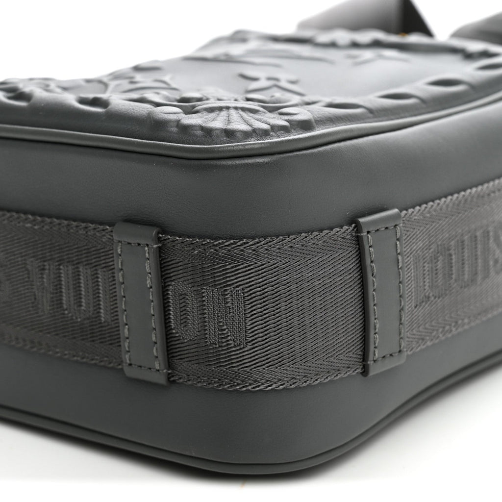Calfskin Monogram Embossed Cruiser Messenger Dark Shadow Gray