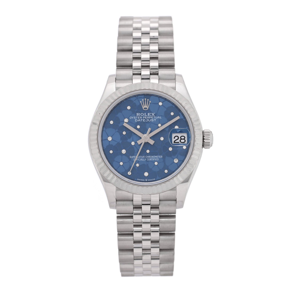 Stainless Steel 18K White Gold Diamond 31mm Oyster Perpetual Datejust Watch Azzurro Blue Floral 278274